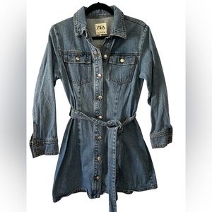 Zara Belted Denim Dress - Medium